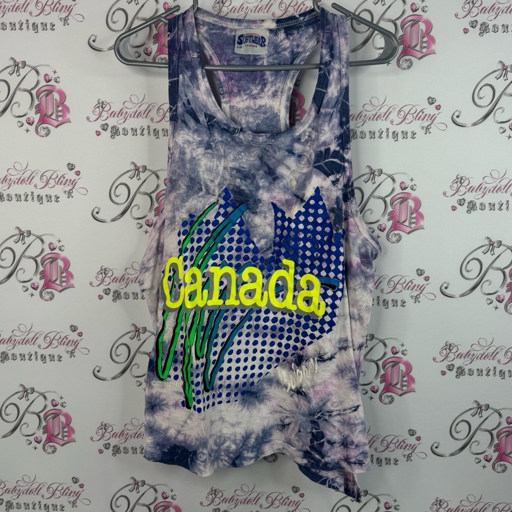 Athletics software Canada tank top neon Canada Tie-Dye Tank Top Blue Green 90s
